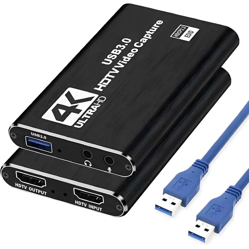 4K Game Capture Card 1080P 60FPS Video Streaming Mic Input Headphone Output